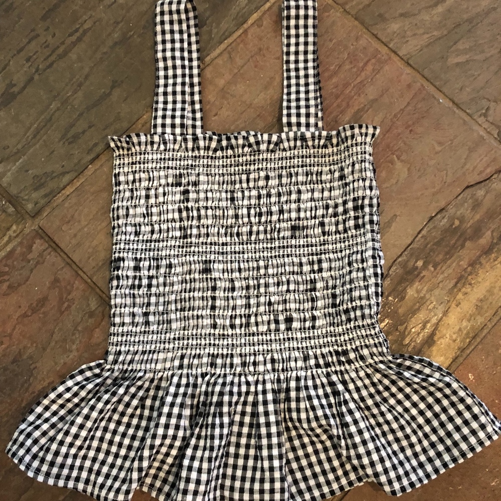 summer top with straps black/white checkered